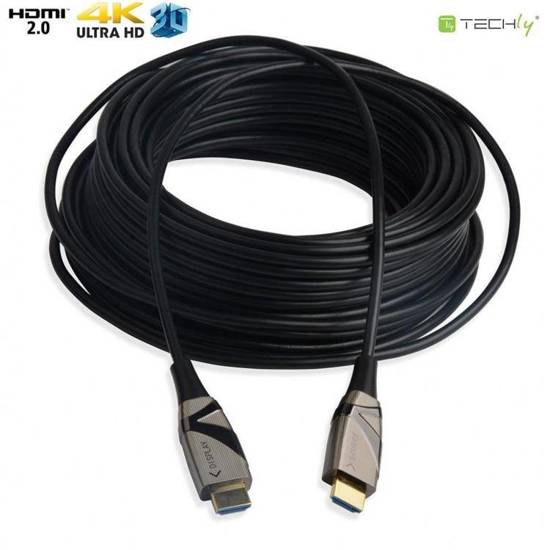 Kabel optyczny HDMI Techly HDMI-HDMI 2.0 M/M Ethernet 3D 4K, 10m, czarny