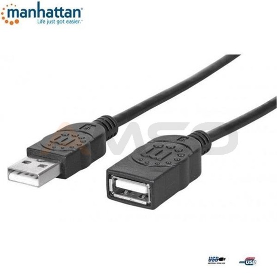 Kabel przedłużający USB Manhattan USB 2.0 A-A M/F, 3m, czarny ICOC U2-AA-30-EX