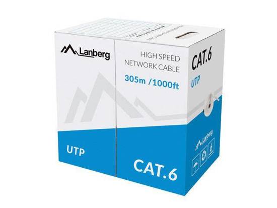 Kabel sieciowy Lanberg LCU6-11CU-0305-S (UTP; 305m; kat. 6; kolor szary)