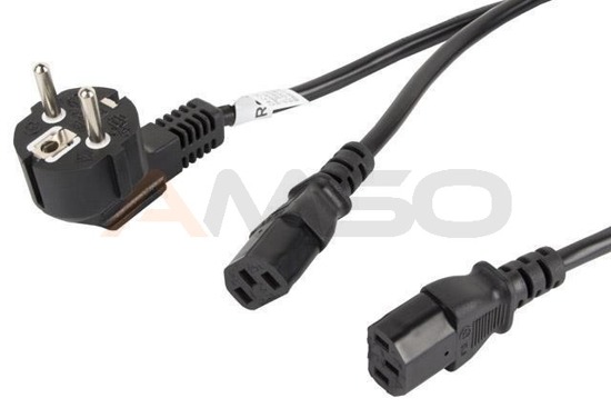 Kabel zasilający Y Lanberg CEE 7/7 -> 2x IEC 320 C13 (2 zasilacze) 1,8m czarny