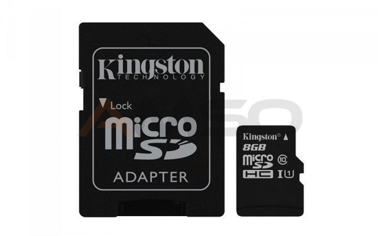 Karta pamięci KINGSTON microSDHC 8GB + adapter, class 10 (SDC10G2/8GB)