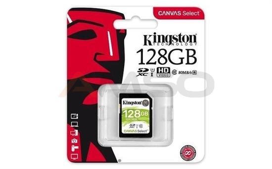 Karta pamięci Kingston SDXC Canvas Select 128GB UHS-I Class 10