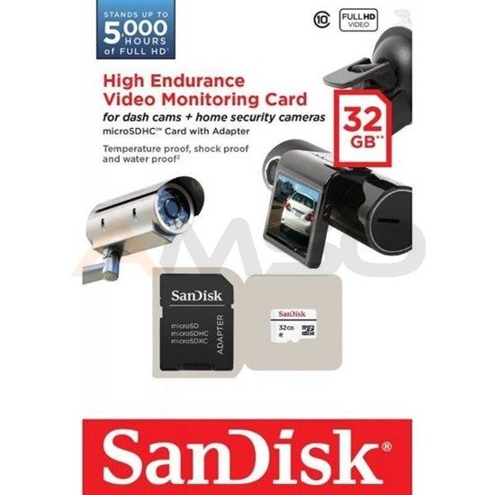 Karta pamięci MicroSDHC SanDisk 32GB Class 10 + adapter / for monitoring