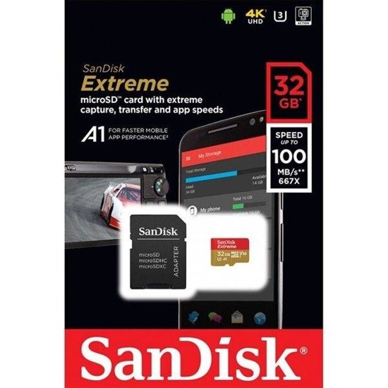 Karta pamięci MicroSDHC SanDisk Extreme 32GB 100/60 MB/s A1 Class 10 V30 UHS-I U3