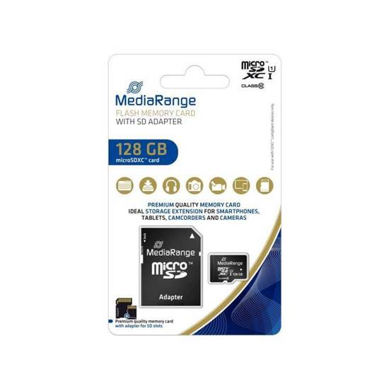 Karta pamięci MicroSDXC MediaRange MR945 128GB Class 10 UHS-1 + adapter SD