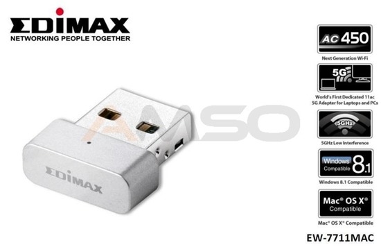 Karta sieciowa Edimax EW-7711MAC USB WiFi AC450 Nano