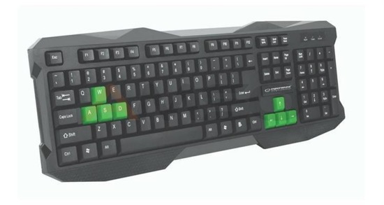 Klawiatura przewodowa USB Esperanza "Rook" Gaming czarno-zielona