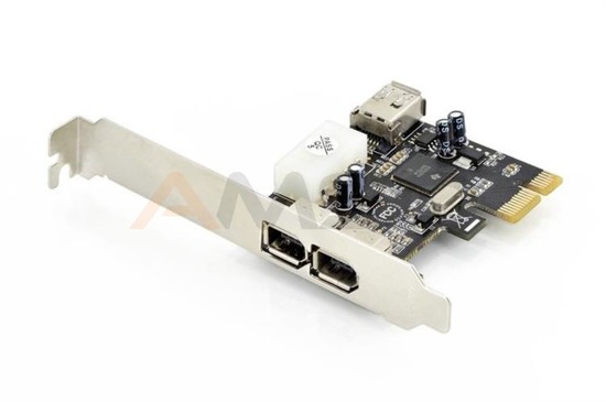 Kontroler FireWire (400) Digitus PCIe, 2x zew. 1x wew. IEEE1394a 6-pin, Low Profile