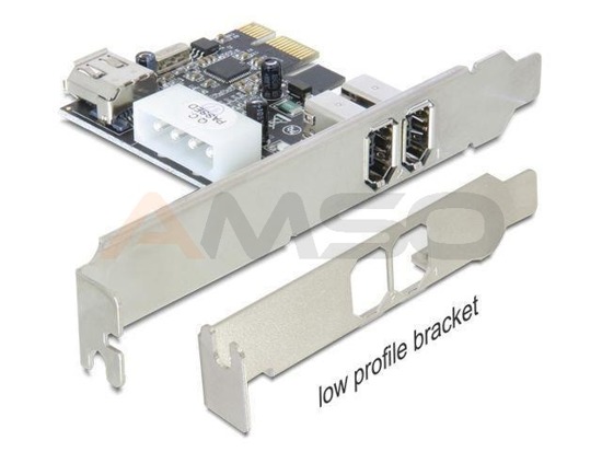 Kontroler FireWire Delock PCIe 2x FireWire zewnętrzny 1x wewnętrzny 1394a 6-pin