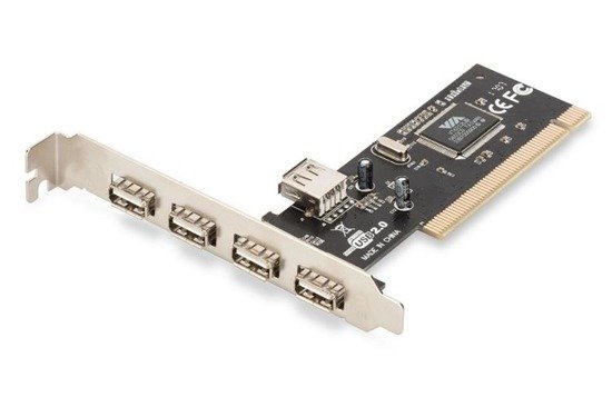 Kontroler USB 2.0 Digitus PCI 4xZew. 1xWew. USB 2.0 Chipset: VIA 6212