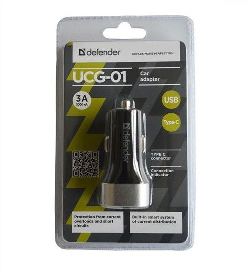 Ładowarka samochodowa Defender UCG-01 USBx1 USB-Cx1 5,4A