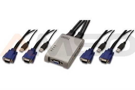 Mini przełącznik KVM USB, 4-portowy, Digitus
