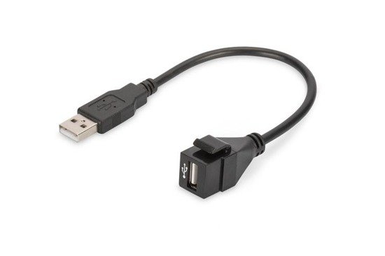 Moduł Keystone Digitus USB 2.0 z kablem 16cm łącznik do gniazd i pustych paneli żeński/męski czarny