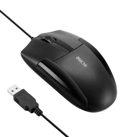 Mysz przewodowa Acme MS14 optyczna USB 3-przyciski czarna, 1.000 DPI