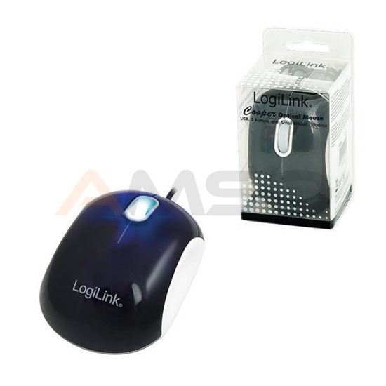 Mysz przewodowa LogiLink ID0095A optyczna USB 1000 dpi Mini czarno-biała