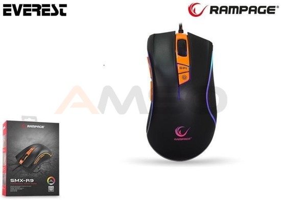 Mysz przewodowa Rampage SMX-R9 optyczna Gaming 3200DPI czarna