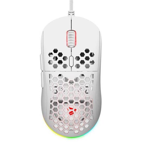 Mysz przewodowa SAVIO HEX-R White 200-12000 DPI, PMW3327, 8 przycisków, Optyczna, ARGB, LED, Biała