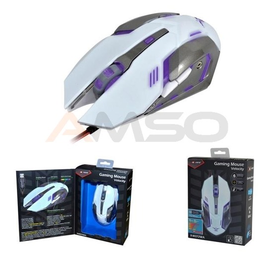 Mysz przewodowa X-ZERO X-M372WA optyczna Gaming 6 przycisków 3200dpi biało-srebrna