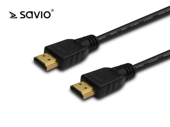 Nowy Kabel HDMI Savio CL-06 3m, czarny, złote końcówki