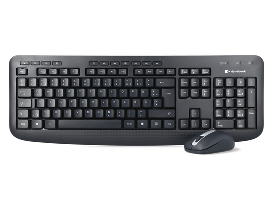 Nowy Zestaw Bezprzewodowy Dynabook Keyboard & Silent Mouse KL50M - DE PA5350E-1EGR Klawiatura + Mysz + Naklejki 
