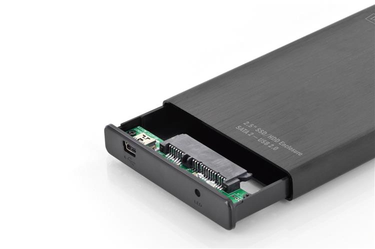 Obudowa Digitus USB 2.0 na dysk SSD/HDD 2.5" SATA II, 9.5/7.5 mm, aluminiowa