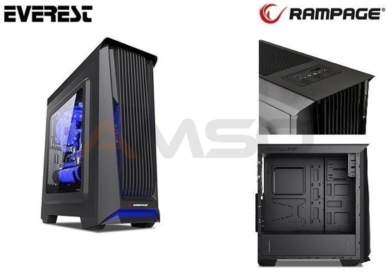 Obudowa Rampage Midi Tower RACER Plus ATX/mATX USB 3.0 2xUSB 2.0 Black Gaming Okno