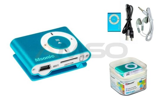 Odtwarzacz MP3 Msonic MM3610B czytnik kart, aluminiowa obudowa, niebieski