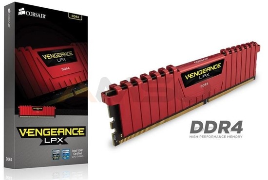 Pamięć DDR4 Corsair Vengeance LPX 8GB 2400MHz XMP 2.0 CL14 1,2V Red