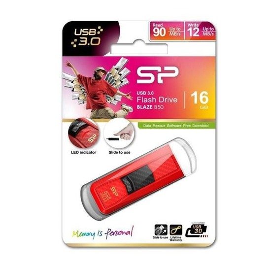 Pendrive Silicon Power 16GB USB 3.1 Gen1 Blaze B50 carbon red