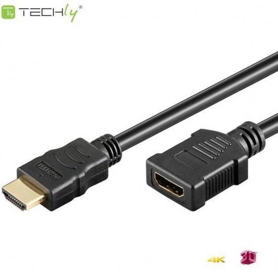 Przedłużacz HDMI Techly HDMI-HDMI V1.4 M/M Ethernet 3D/4K 7,5m, czarny