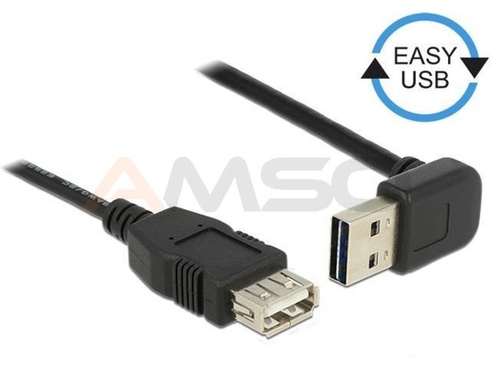 Przedłużacz USB 2.0 Delock A(M) - A(F) 0,5m czarny kątowy góra/dół Easy-USB