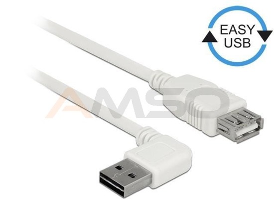Przedłużacz USB 2.0 Delock A(M) - A(F) 2m biały kątowy lewo/prawo Easy-USB