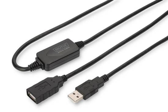Przedłużacz USB 2.0A/M - USB A/Ż Digitus DA-73101 15m  czarny