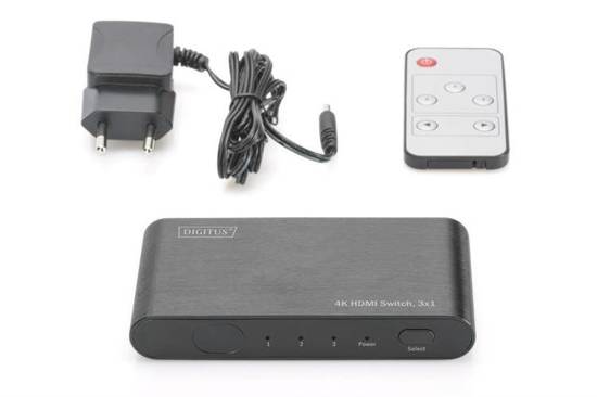 Przełącznik/Switch DIGITUS DS-45316 HDMI 3-portowy 4K 60Hz UHD 3D HDR HDCP 2.2 audio