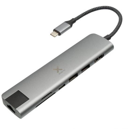 Replikator portów Xtorm Worx USB-C Hub 7-in-1 (pleciony kabel) szary