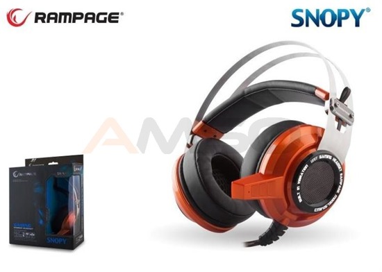 Słuchawki gamingowe Rampage SN-RW3 Orange 7.1 USB Vibration LED Gaming