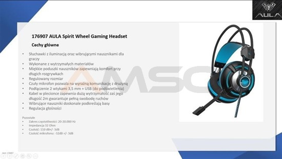 Słuchawki z mikrofonem Acme Aula Spirit Wheel Gaming czarno-niebieskie