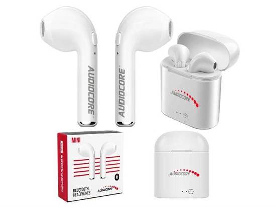 Słuchawki z mikrofonem Audiocore AC515 bliźniacze douszne Bluetooth + stacja/Powerbank mini białe TWS 5.0