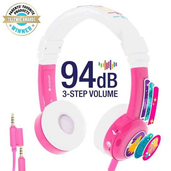 Słuchawki z mikrofonem BuddyPhones InFlight Pink dla dzieci 75/85/94dB