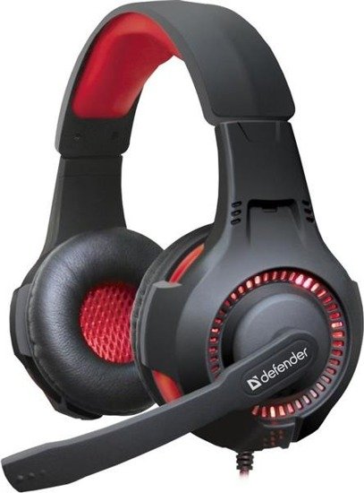 Słuchawki z mikrofonem Defender WARHEAD G-450 podświetlane USB Gaming + GRA czarno-czerwone