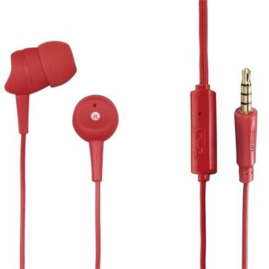 Słuchawki z mikrofonem Hama BASIC4PHONE douszne czerwone