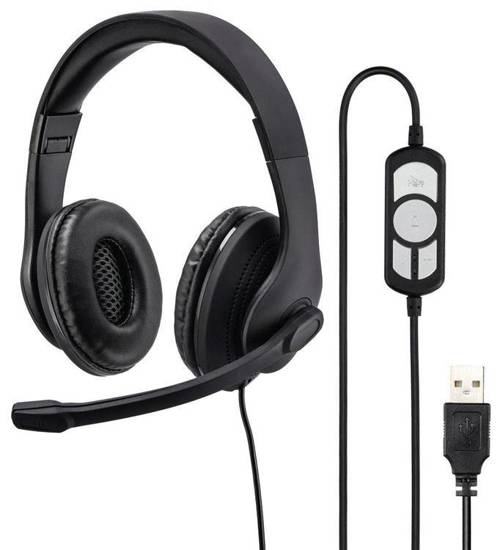 Słuchawki z mikrofonem Hama HS-USB 300, czarne