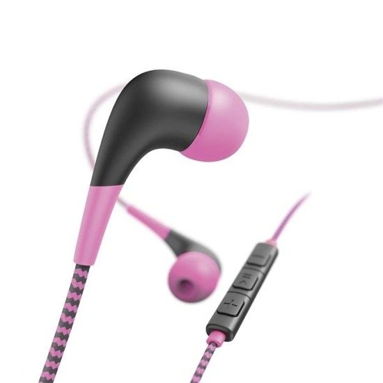 Słuchawki z mikrofonem Hama"Neon" dokanałowe różowo-czarne