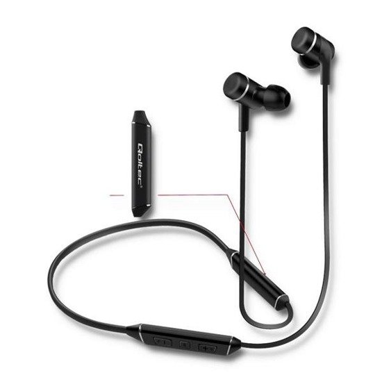 Słuchawki z mikrofonem Qoltec bezprzewodowe BT magnetyczne dokanałowe sportowe | long life | Czarne