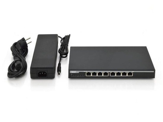 Switch niezarządzalny Digitus DN-95340 8x Gigabit Ethernet, PoE+ af/at 135W desktop czarny