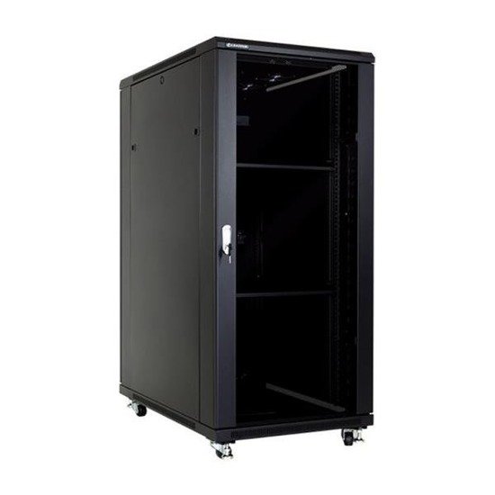 Szafa stojąca Linkbasic rack 19'' 27U 600x1000mm czarna (drzwi przednie szklane)