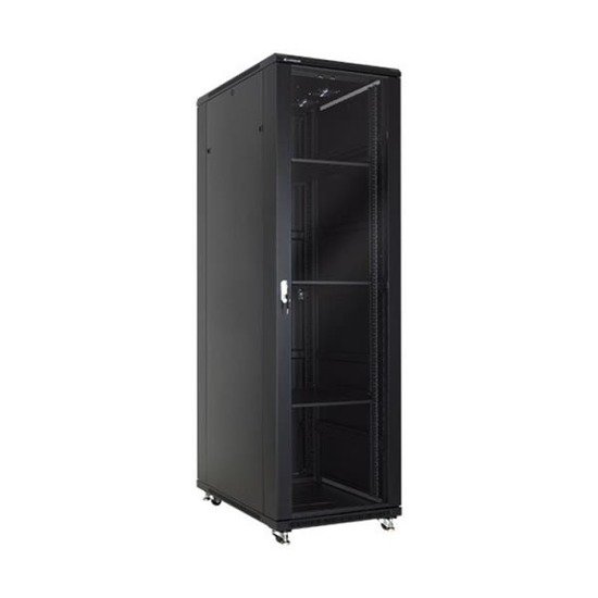 Szafa stojąca Linkbasic rack 19'' 42U 600x1000mm czarna (drzwi przednie szklane)