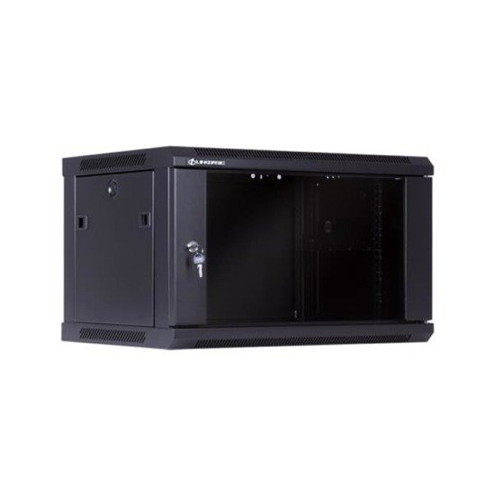 Szafa wisząca Linkbasic rack 19'' 6U 600x450mm czarna (drzwi przednie szklane)