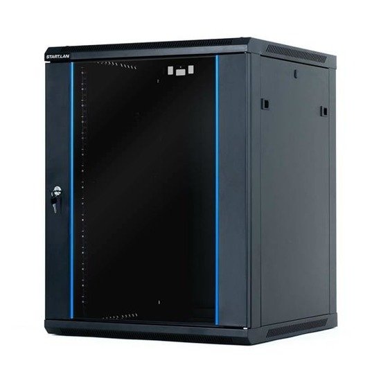 Szafa wisząco-stojąca START.LAN rack 19" 15U 600x600mm czarna (drzwi przednie szklane)