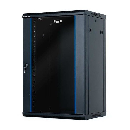 Szafa wisząco-stojąca START.LAN rack 19" 18U 600x450mm czarna (drzwi przednie szklane)